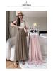 Women's Summer 2024 High-Waist Drape Pants Skirt - Ice Silk & Cotton-Linen Blend with Elastic Waist and Straps