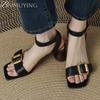 Fashion High Heels Sandals Women Square Toe Slingback Shoes Brand 2025 New Trend Summer Chunky Dress Elegant Office Open Toe Pumps Mujer