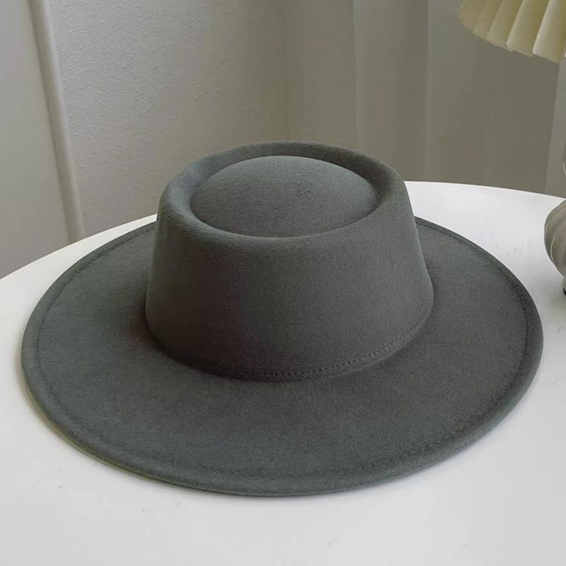 Hot autumn and winter imitation wool hat top hat small concave top felt hat
