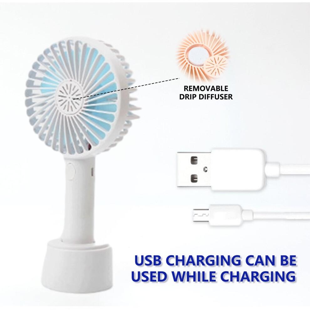 YOBOLK Mini Handheld Fan, USB Rechargeable, 3 Speeds, Portable & Lightweight, Cute Desk Fan, Compatible with Travel Use