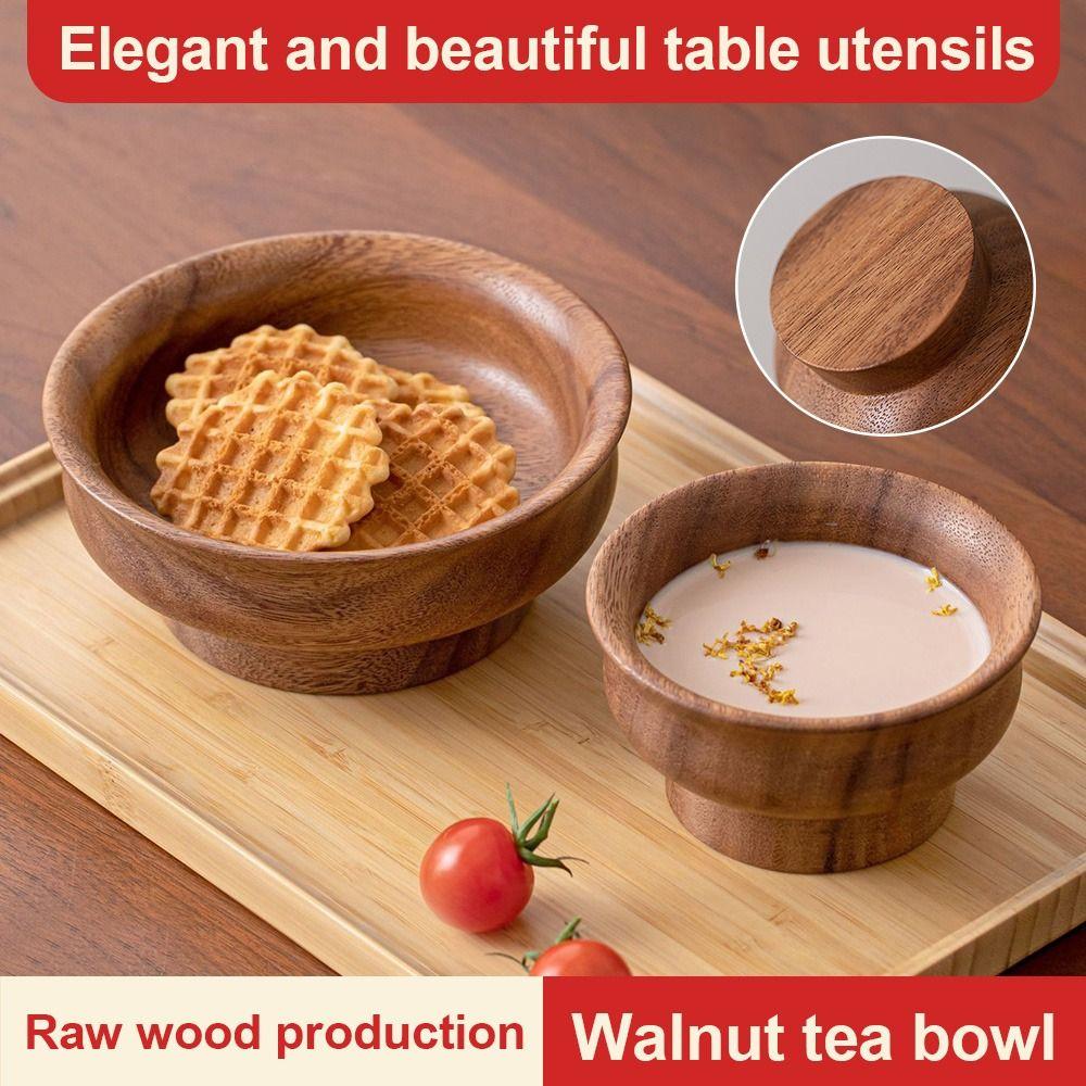 Durable Wooden Bowls Wood Fruit Plate Vintage Style Food Containers Household Use