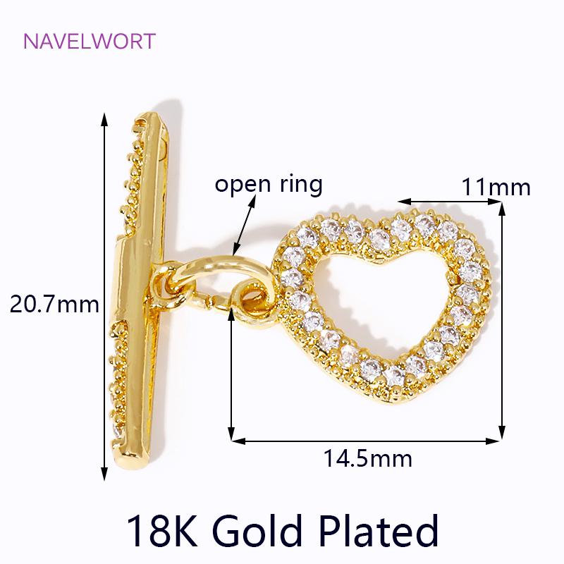 

18K Gold Plated Brass Heart Toggle OT Clasp For Jewelry Making,Connectors Clasp For Bracelets Accessories,DIY Jewelry Findings 1 piece