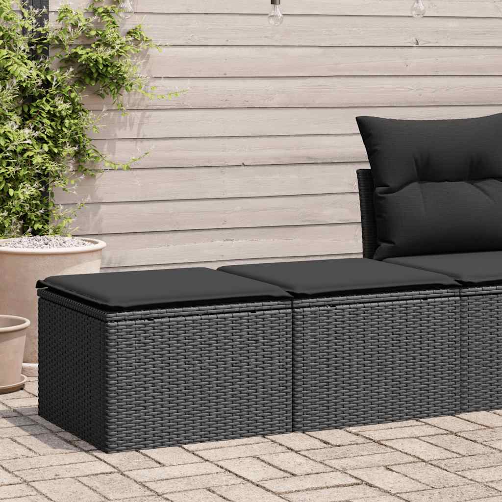 Vidaxl 2-Cz. Furniture Set With Cushions, Black, Poly Rattan And Acacia