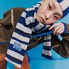 MISU AND BARBE STRIPY BEANIE NAVY