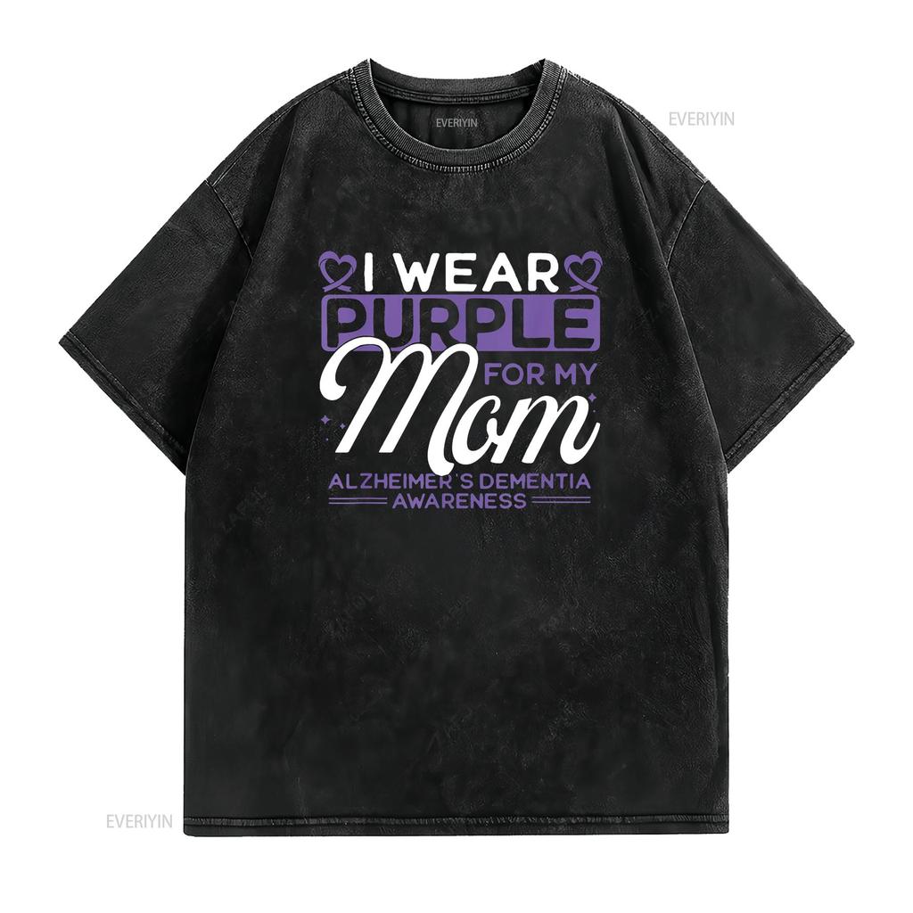 Womens Dementia Mom Alzheimer s Awareness Purple Ribbon Support T Shirt Black 2X Large vintage Washed Slightly homme Stylish