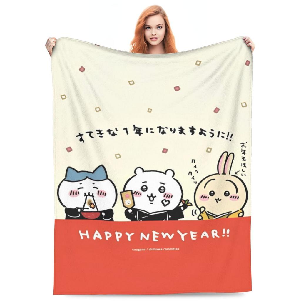 Cute Chiikawa Blanket Soft Warm Comfortable Plush Throw Blanket For Outdoor Picnic Flannel Bedspread Bed Cover