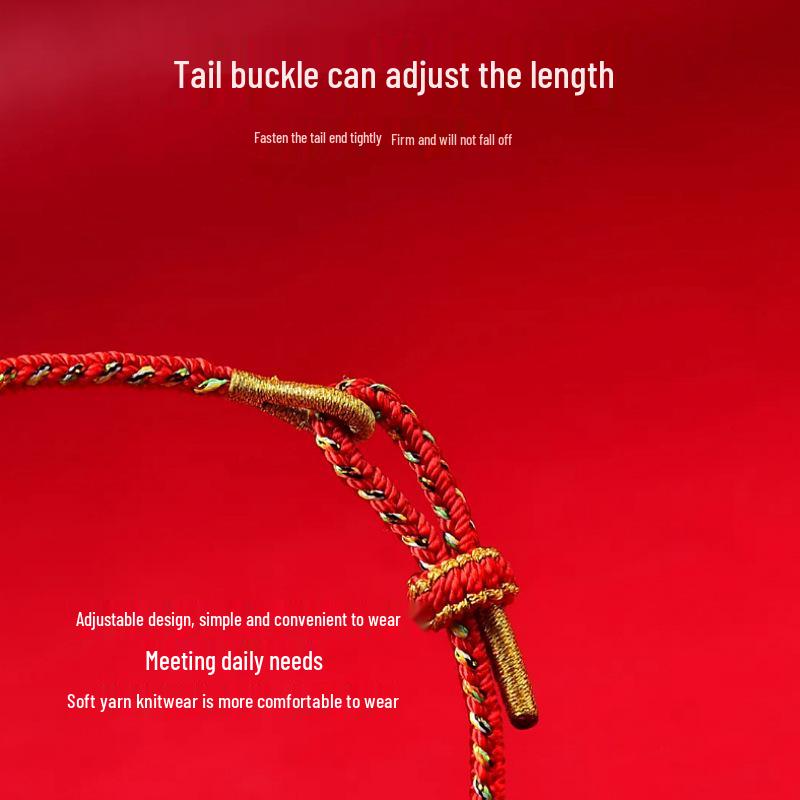 Women's Putuo Mountain Red String Bracelet - Gold Hand-Woven Good Luck Benming Year Buddha Hand Rope Gift