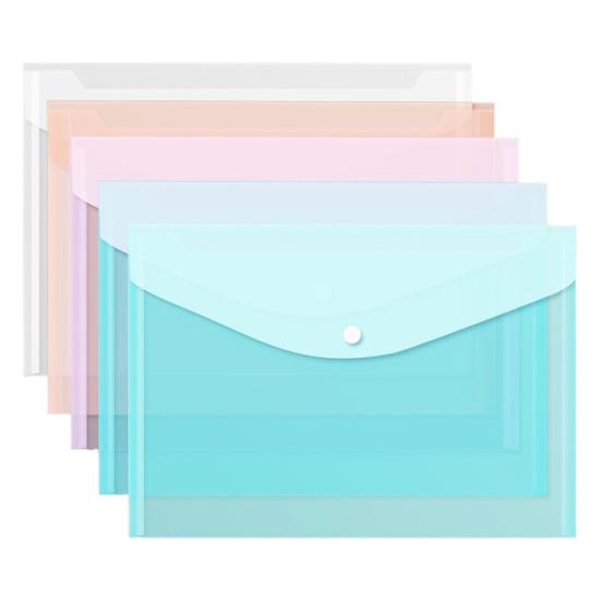 

5Pcs Transparent Document Folder A4 Size Test Paper Classification Storage Pocket Waterproof Dustproof Thickened File Holders Office School Supplies разноцветный