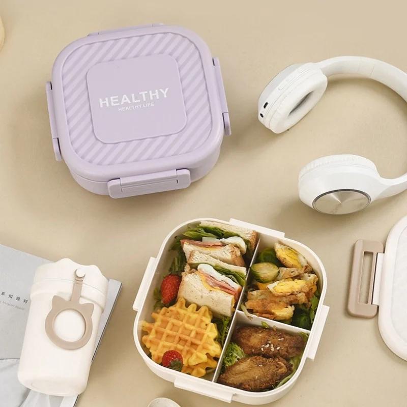 1Pcs 1300ml Portable Lunch Box Microwave Bento Boxes with Tableware for Kids School Office Leakproof Food Storage Container