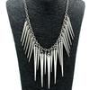 Women's Multilayer Spike Rivet Tassels Chain Bib Statement Necklace Punk