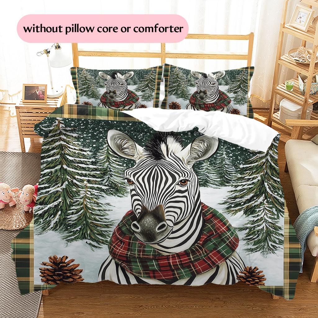 Vintage Framed Animals Pattern Bedding Quilt Set Home Decoration Gift (1 * duvet cover + 2 * pillowcase without core)