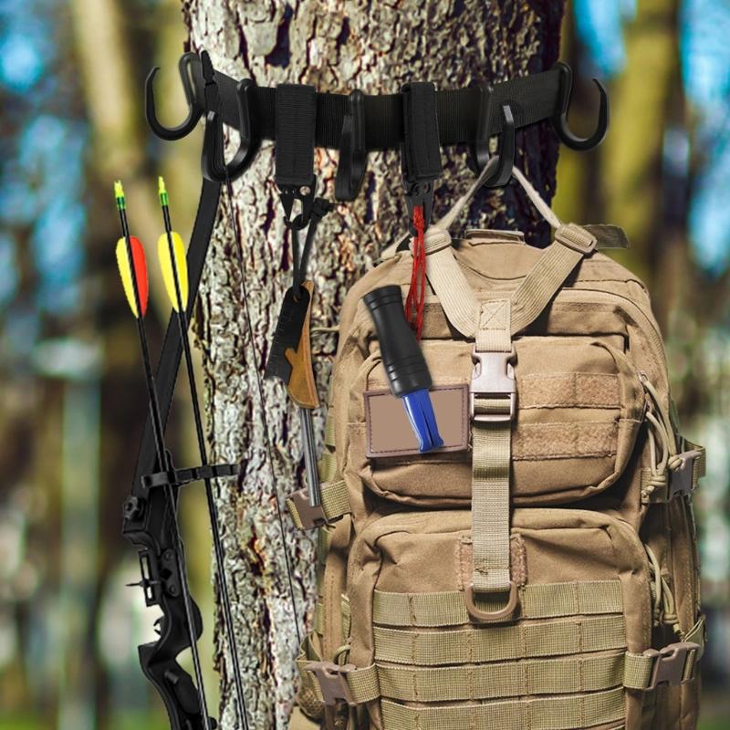Treestand Strap Gear Hangers, Multiple Hook Accessory Holder Hunting Gears Tree Hangers for Hunting Equipment on Tree
