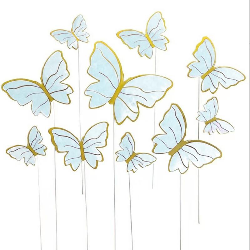 10PCS Butterfly Cake Decoration Creative Cupcakes Toppers Paper Baking Supplies for Birthday Party Wedding Anniversary