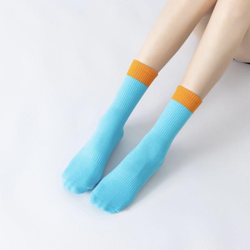 

XY Color Discount Two-Color Patchwork Yoga Socks Light Color Series Pilates Socks Non-Slip Breathable Sweat-Wicking Fitness All-Match Lake Blue