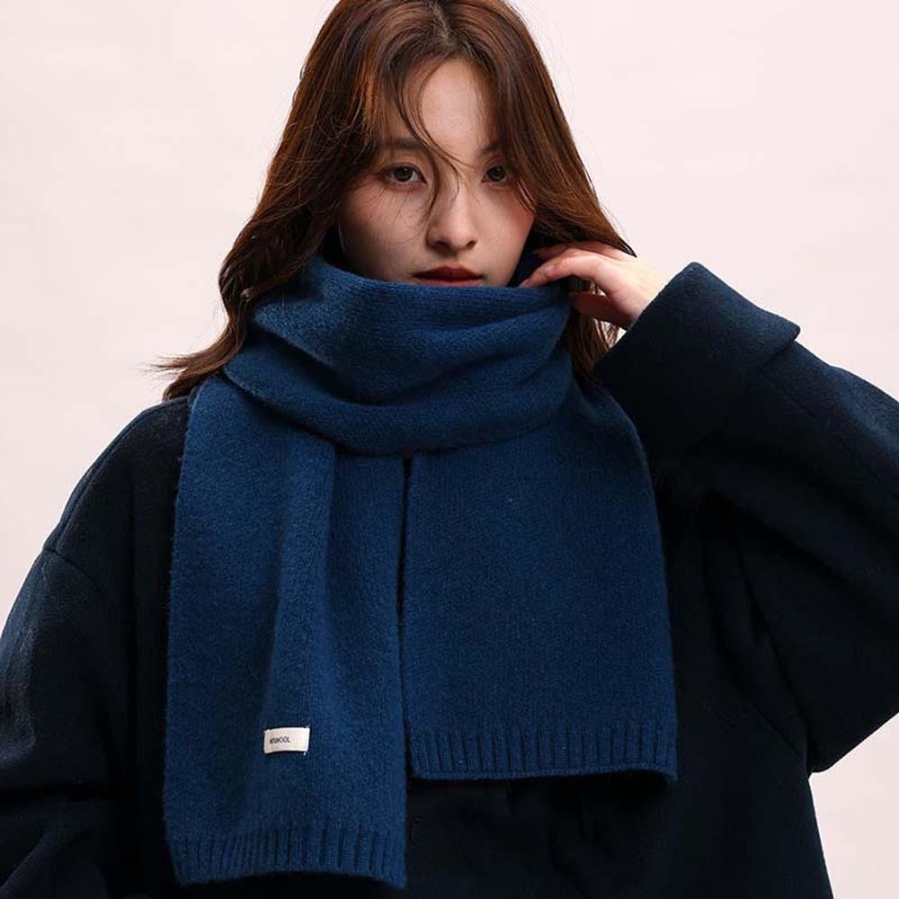 Cold-proof Knitting Wool Scarf Solid Color Winter Warmer Scarf Long Thickened Neckscarf  Winter