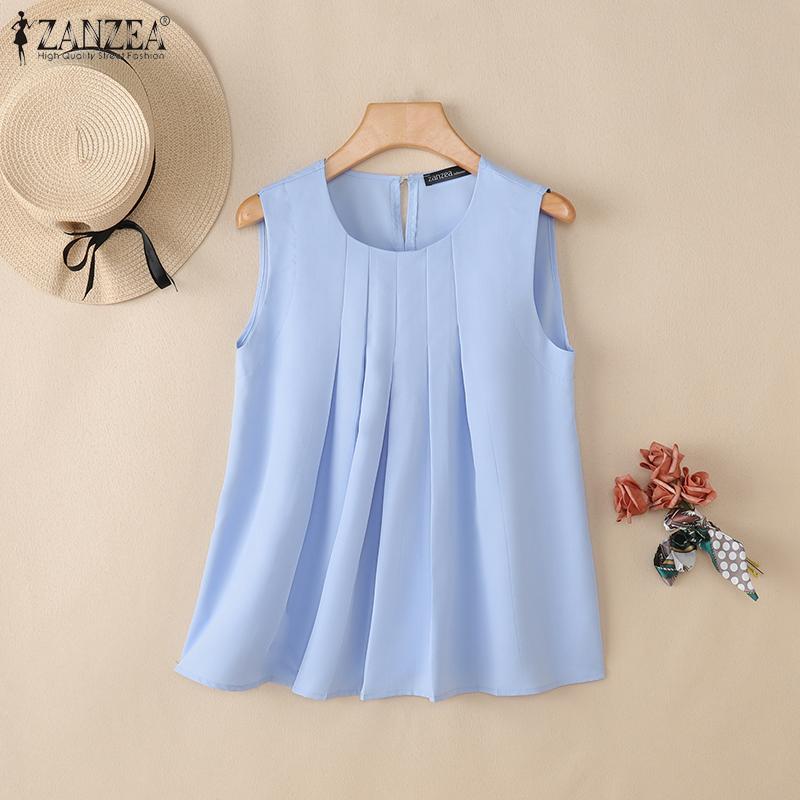ZANZEA Women Casual Round Neck Summer Sleeveless Tank Tops