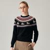 Zhaojun Women's Thick Retro Fair Isle Cashmere Round Neck Sweater