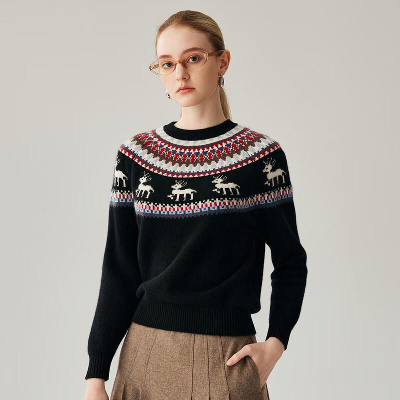 Zhaojun Women's Retro Fair Isle Thick Cashmere Sweater
