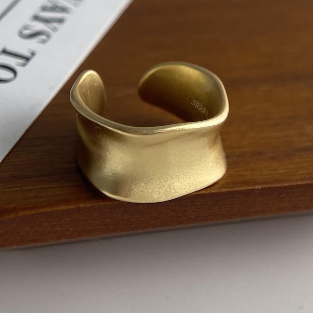 Xiaomi BF CLUB 925 Sterling Silver Ring For Women Jewelry Wide Gold Open Vintage Handmade Ring Allergy For Party Birthday Gift