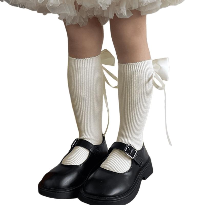 

Breathable and Comfortable Children s Crew Socks Baby Girls Adorable Bowknot Middle Tube Socks for School and Parties абрикосовий