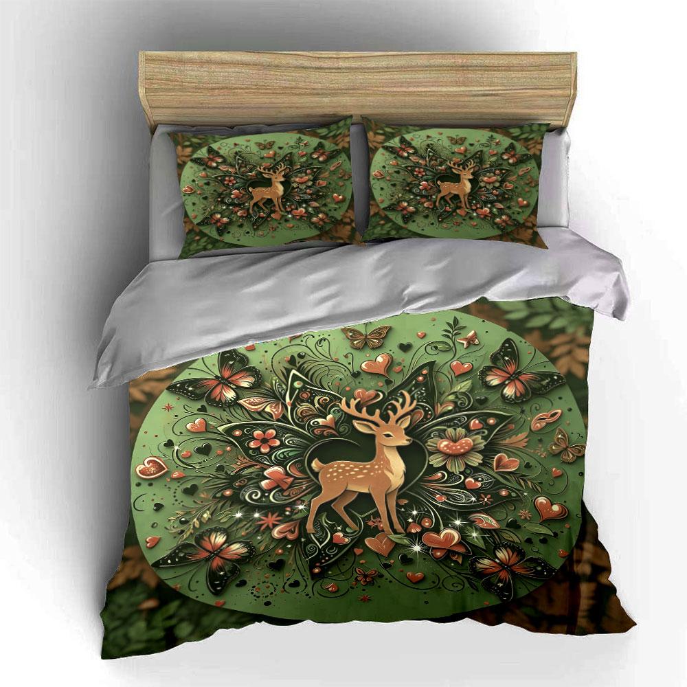 Deer Nature Art Home Set Soft Comfortable Duvet Cover Bedding Set Included 1*Duvet Cover & 2*Pillowcases, Gift