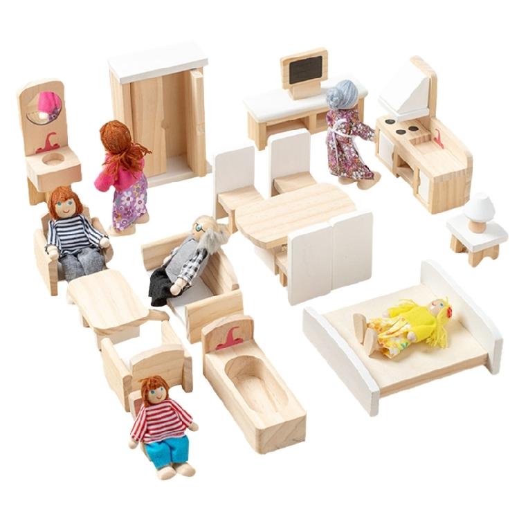 Dollhouses Decoration Living Room Bedroom Scene Miniature Furniture Model Set for Kids Pretend Play Interaction Toy