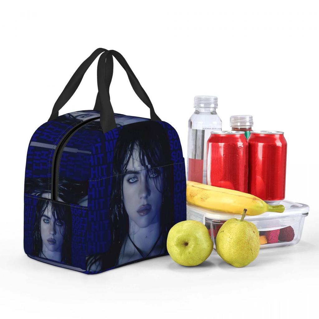 B-Billie-Girl E-eilish Chanteuse Américaine Sac à Lunch Isotherme Sac à Alimentation Portable Refroidisseur Thermique Boîte à Lunch Pour le Travail