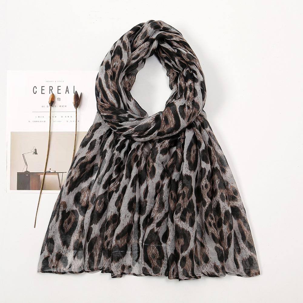Lightweight Leopard Print Scarf Casual Thin Breathable Shawl Women'S Outdoor Sunscreen Windproof Head Wrap Bufandas Muslim Hijab