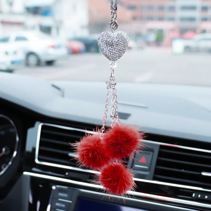 Fashion Diamond Car Accessorie Bling Hairball Pendant Auto Rearview Mirror Pendant Birthday Gift Auto Decoraction Ornaments NEW
