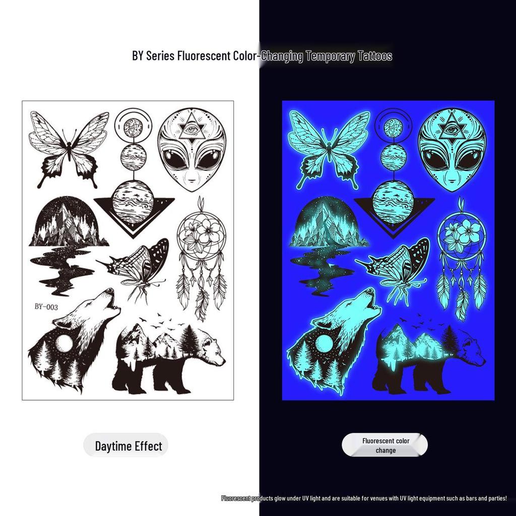 Creative Fluorescent Waterproof Full Arm and Face Tattoo Sticker