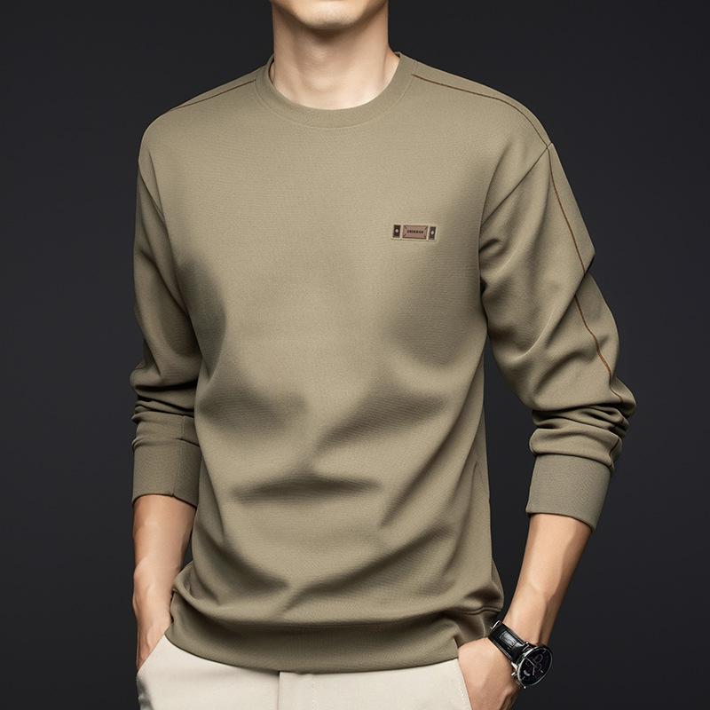 Spring and Autumn Men's Sweatshirts In High-end Round Neck Pullover Casual and Versatile Boys Hatless Jacket Base Shirt T-shirt Men