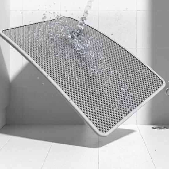 Cat Litter Box Mat Cushioned Mesh Cat Toilet Mat Cat Litter Trapping Mat Scatter Control Mat for Less Mess