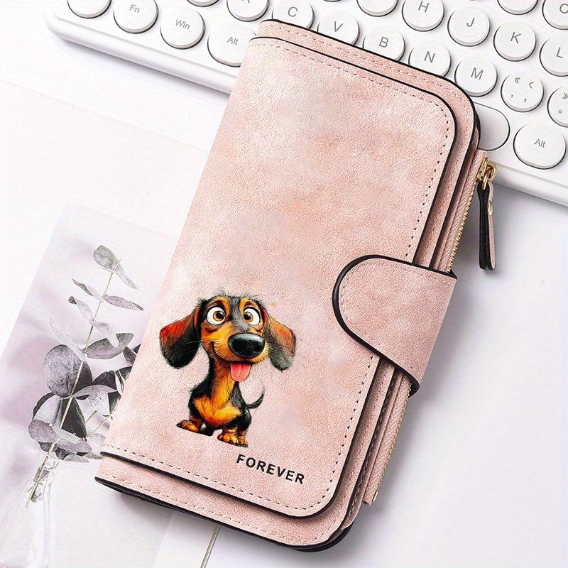 Women's Long Dog Design Wallet Multifunctional Portable Snap Closure Coin Purse Ideal Birthday Gift For Female Friends Family Daily Carry Everyday