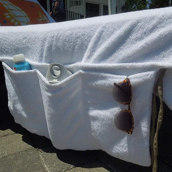 Soft, Sun-Protective Beach Chair Cover - Anti-Slip, Double-Sided Towel Texture with Pockets for Comfort on Outdoor Loungers