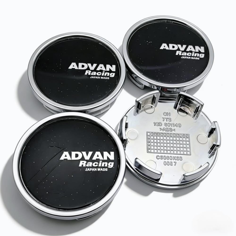 4pcs 58mm 53mm Car Wheel Center Caps With Advan Racing Logo Emblem Badge Wheel Hubcaps Rim Center Dust Cover Hub Accessories