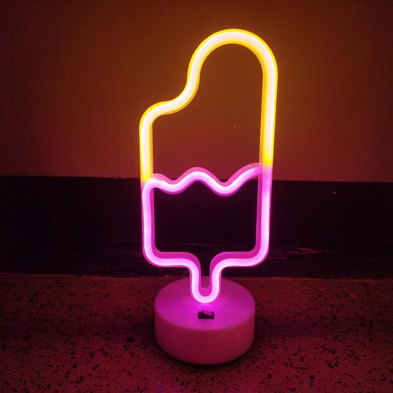 LED Night Light Good Brightness Decorative Portable Useful Bedroom Ice Cream/Ice Lolly Neon Lamp Party Decor