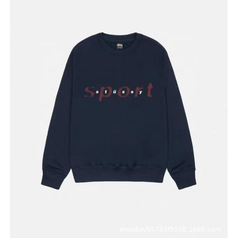 STU26 Otoño Invierno Unisex Oversized Algodón Cuello Redondo Sudadera de Manga Larga Adolescentes Adultos