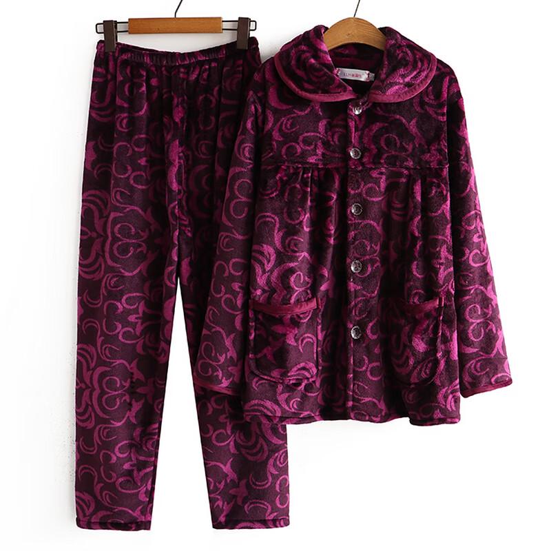 YUZHAOLIN Women's Fleece-Lined Pajama Set for Seniors