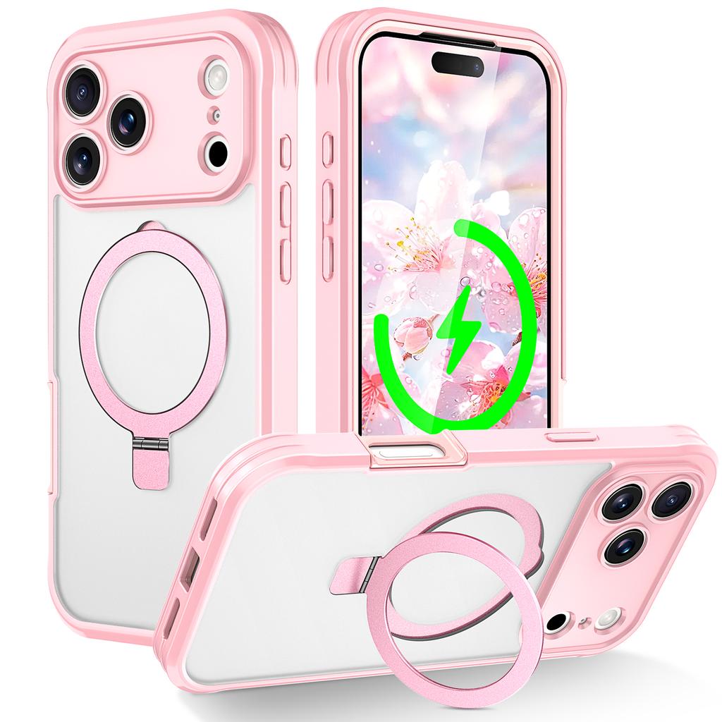 Etui na iPhone 17 Pro Max typu Skin Touch, jednokolorowe, z TPU+PC, pokrowiec na telefon z magnetyczną podpórką