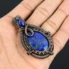 Lapislazuli Anhänger Handgefertigter Edelsteinschmuck, 999 Kupferdraht gewickelter Anhänger, Schmuckanhänger mit einzigartigem Design