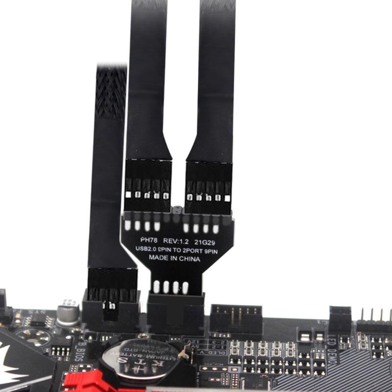 Stable Performance Motherboard USB 9Pin Interface Header Splitter for Computer RGB Light 1 To 2 USB Hub