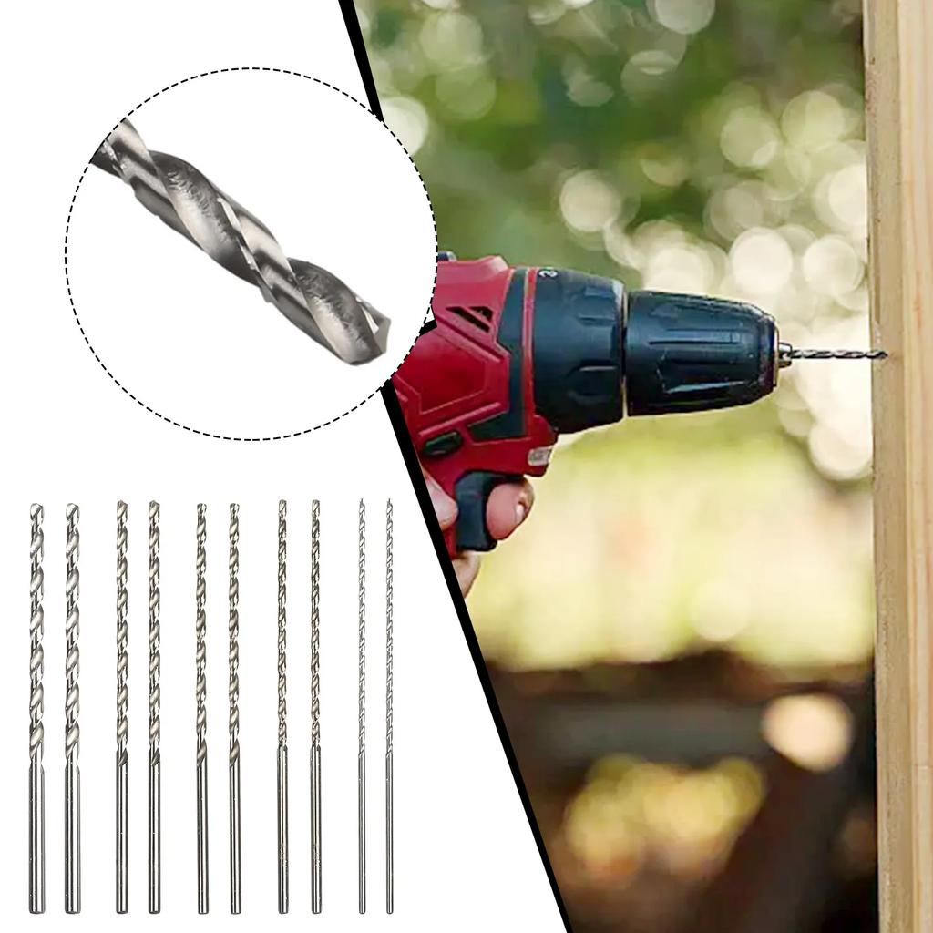 10Pcs Extra Long HSS High Speed Steel Drill Bit Set 2mm,3mm,3.5mm,4mm,5mm Bits Power Tool Accessories