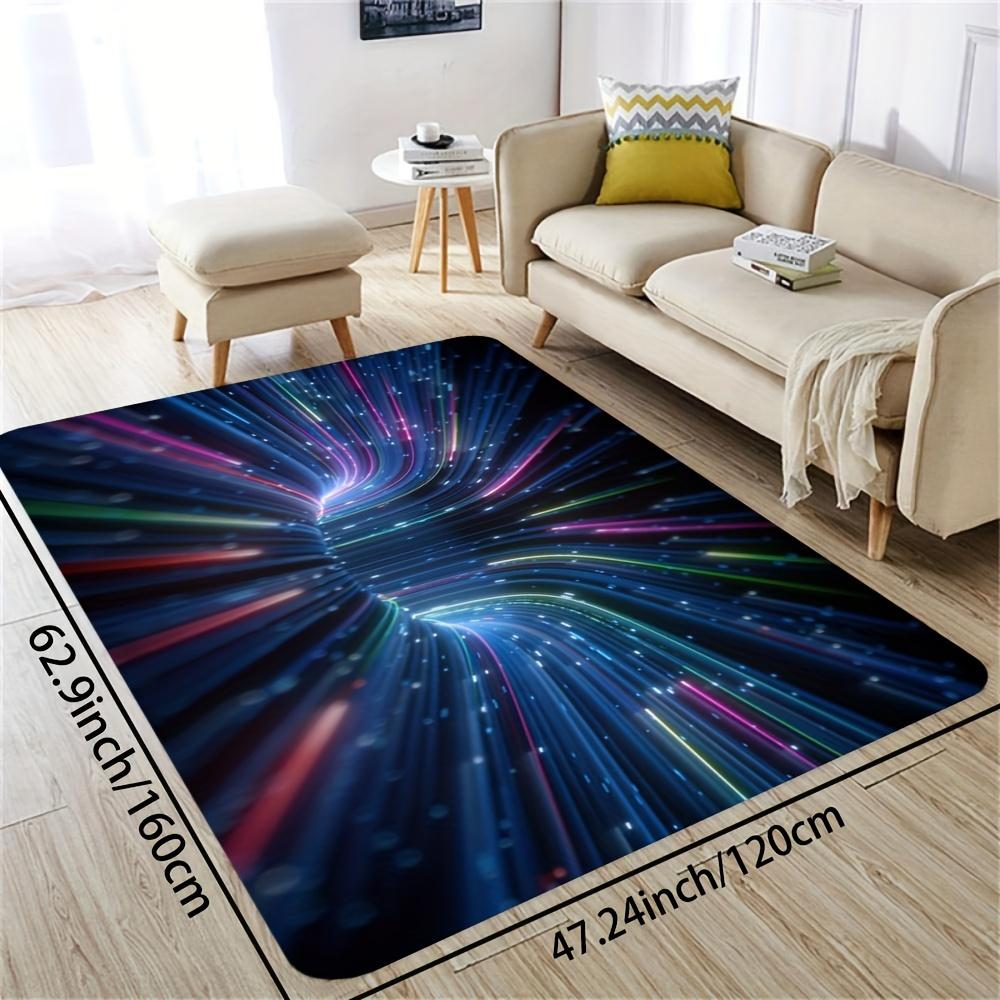 3D Galaxy Light Speed Print Flannel Rug Plush Soft Carpet For Living Room Bedroom Modern Sci Fi Decor Artistic Design