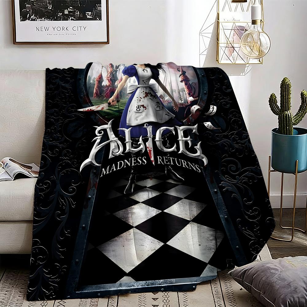 Alice Madness Returns Throw Lightweight 240g Flannel Blanket Soft Skin-friendly for Summer Cooling