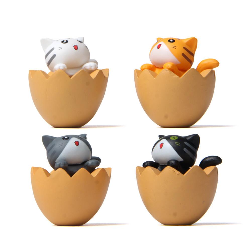 Eggshell Cute Cartoon Cat Mini Model Ornament For Landscape Prop Decoration