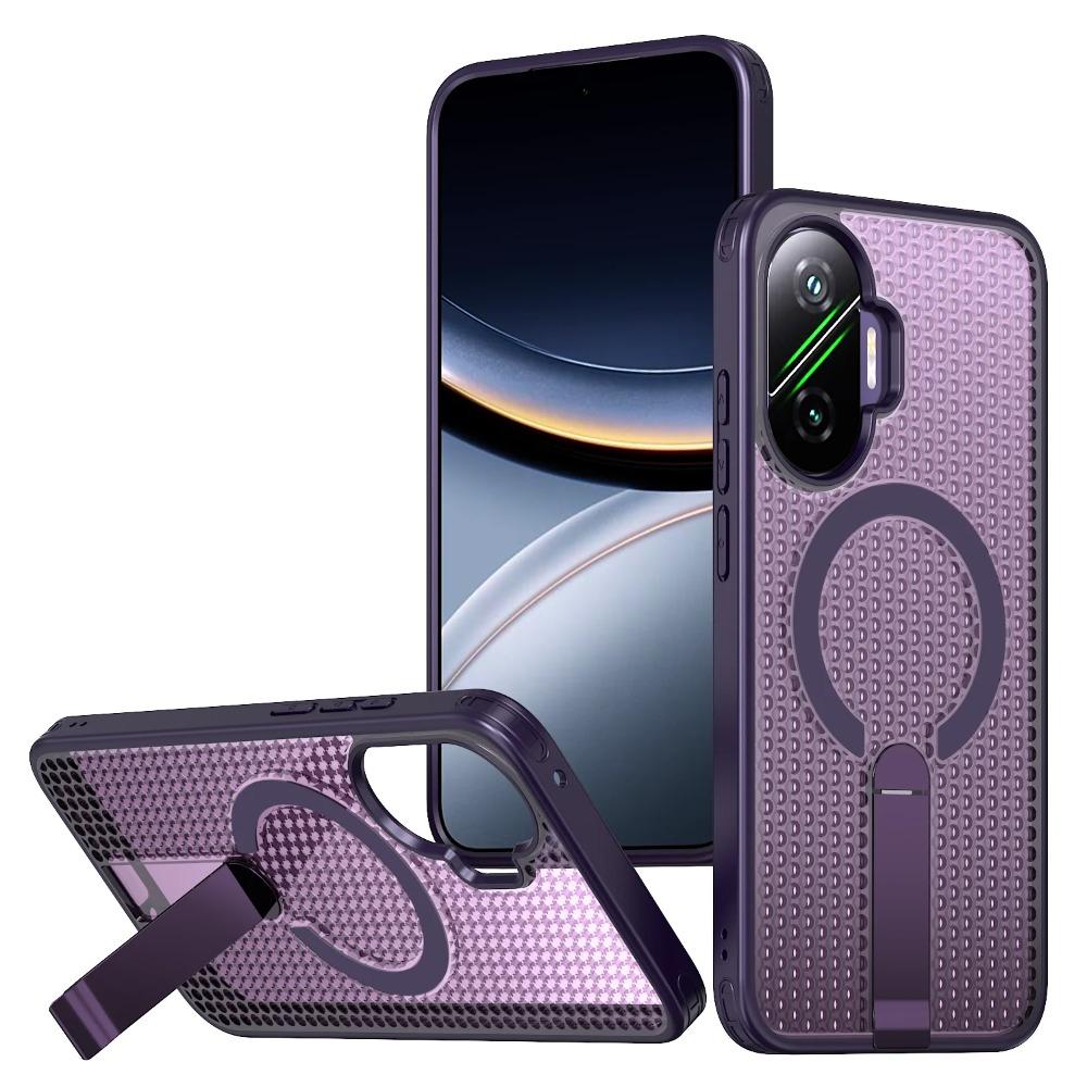 

Mesh Heat Dissipation Magnetic Holder Case For Xiaomi Redmi K80 Pro 15C Note 14 14C 14R 14S Turbo 4 Pro 4G 5G Protective Cover Redmi K80 фиолетовый