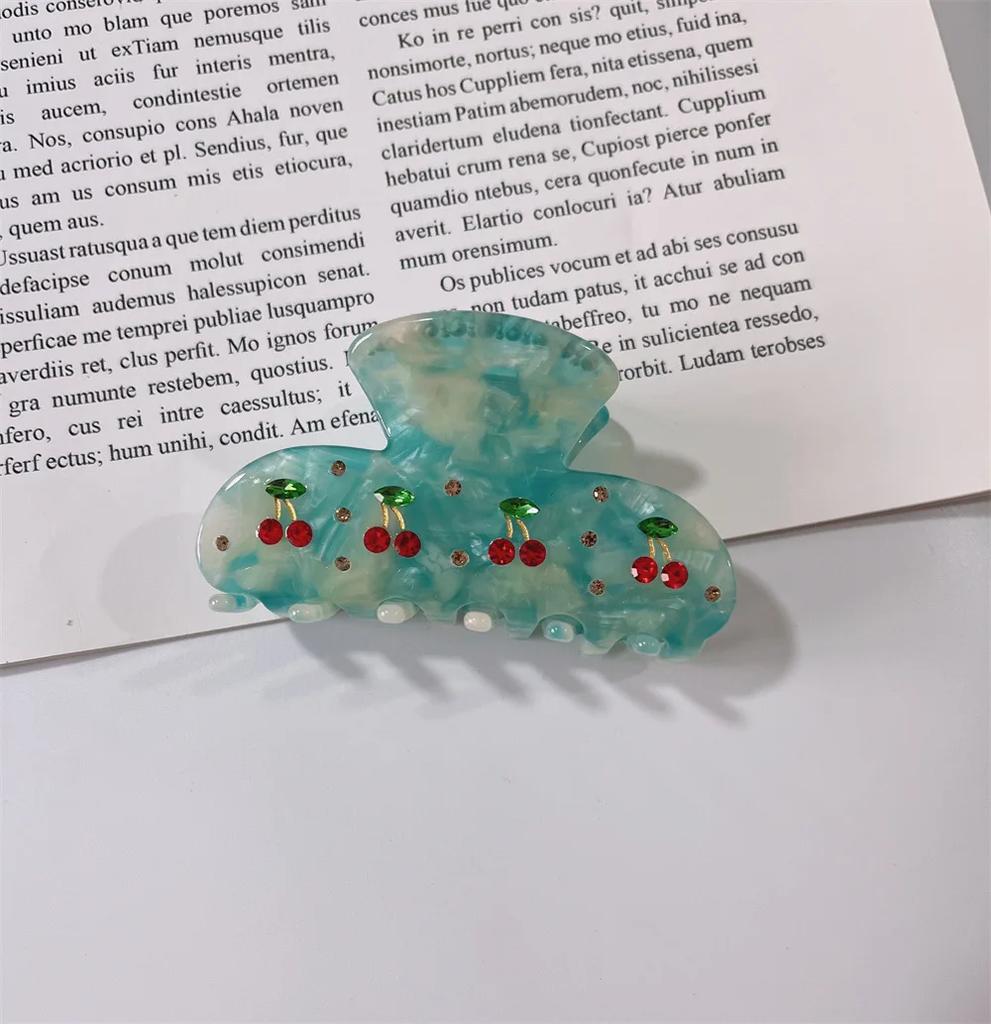 8 cm Haarklammer mit Obst- und Kirschmotiv für Damen, elegante Haarklammer aus Acetat, beliebte Haarklammern, Haar-Accessoires