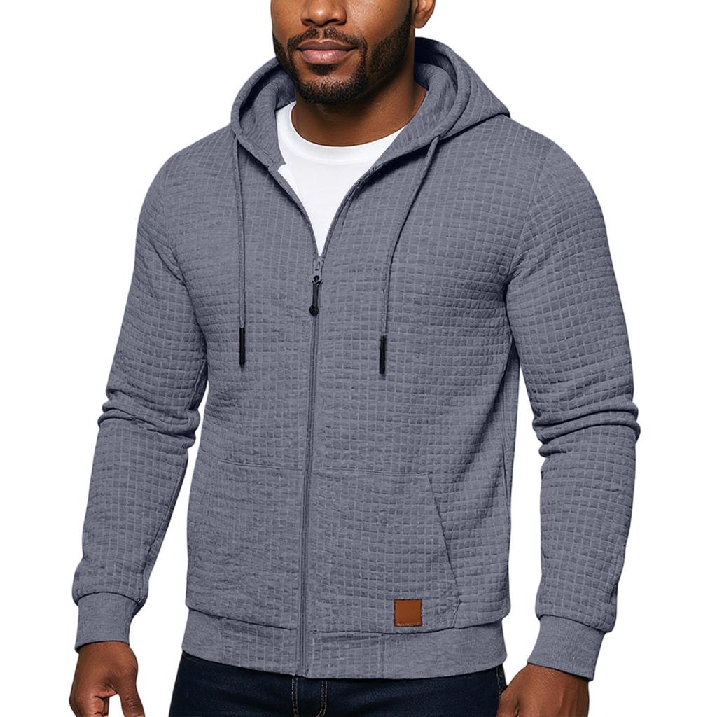 Men's Hooded Sweatshirt, Contrasting Color Sweatshirt, Sports  Zipper Casual Jacket