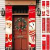 1pair Cloth Santa Claus Christmas Door Banner Cute Snowman Christmas Porch Sign Decorative Christmas Hanging Banner