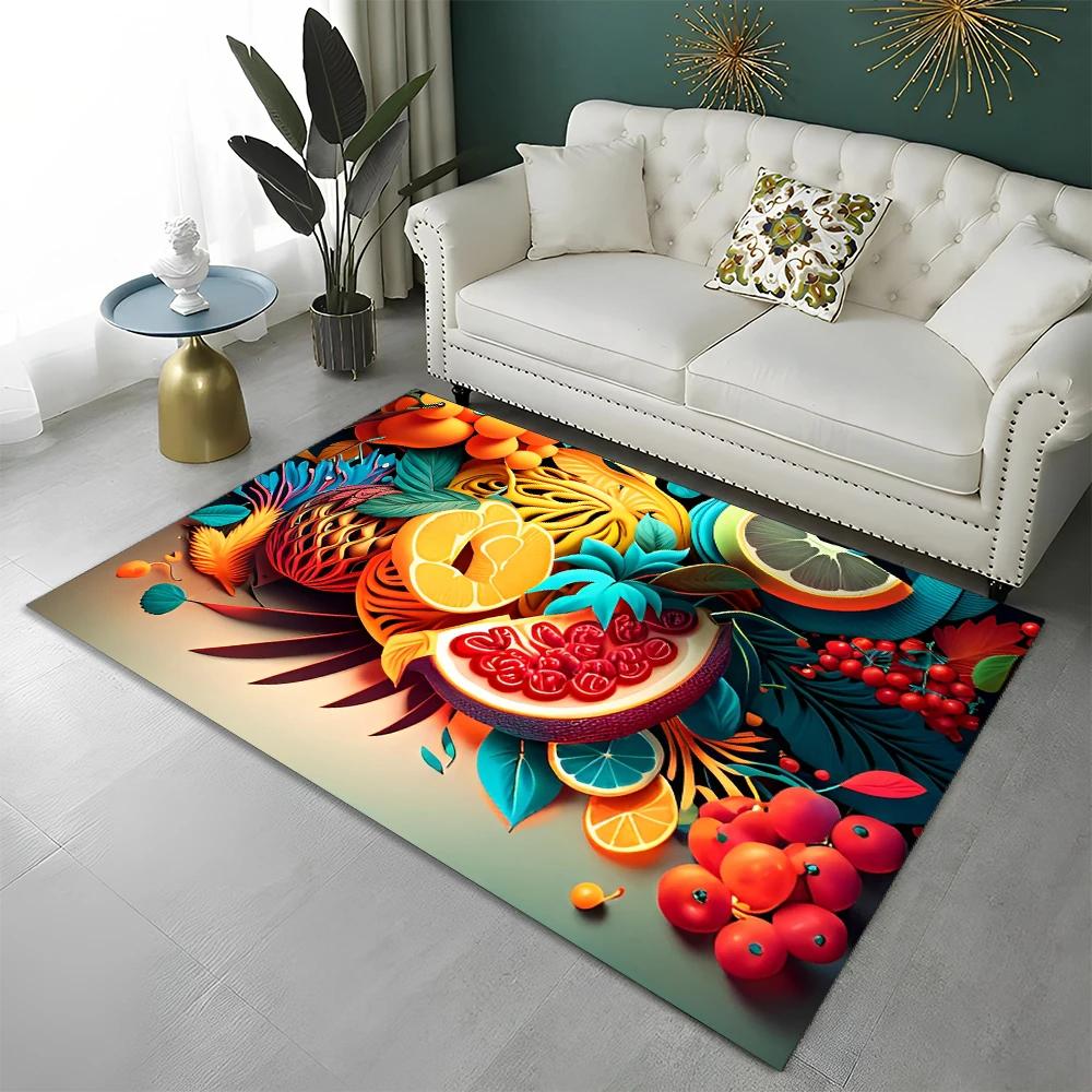 3D Cute Fruit Cartoon HD Carpet Rug for Home Living Room Bedroom Sofa Kitchen Doormat Decor,Child Area Rug Non-slip Floor Mat